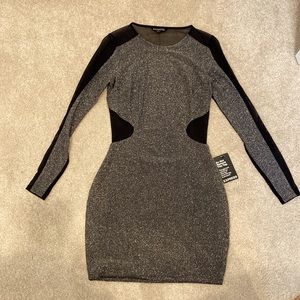 NWT Express Silver Mesh Detail Cutout Dress, Size 4